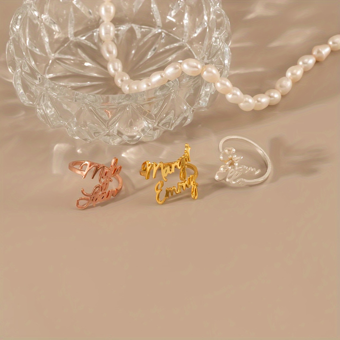 Personalized Double Name Couple Wedding Rings